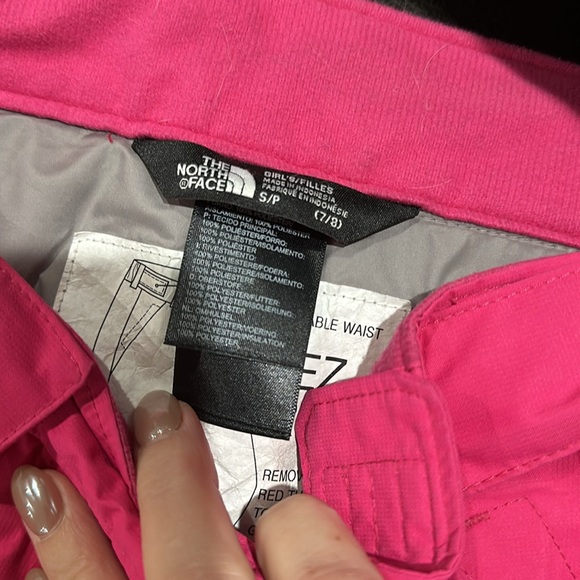 Youth North Face snow pants 7/8, pink - Picture 3 of 3